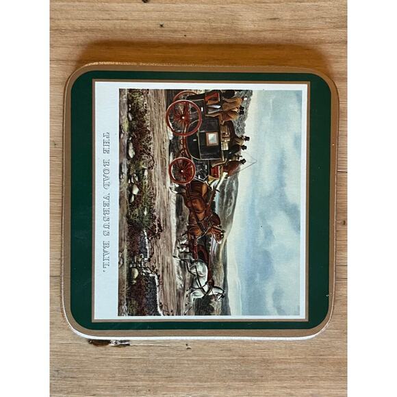 Set of 4 Vintage Pimpernel Corked Back Coasters. American West. Coach. English - Picture 5 of 9
